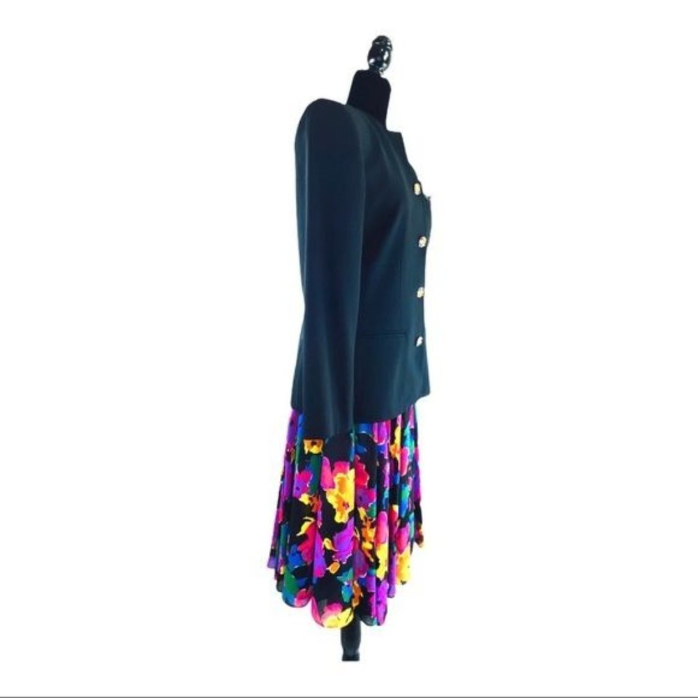 Kasper for ASL Jacket & Skirt Suit Set  Womens 90s Vintage Sz 6 Crystal Buttons - Picture 14 of 16